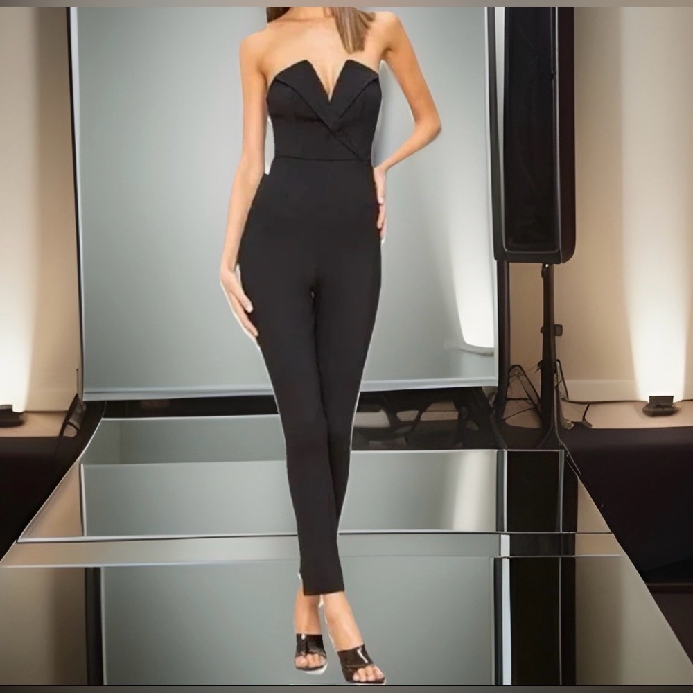Superdown Black Strapless Jumpsuit